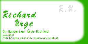 richard urge business card