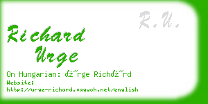 richard urge business card